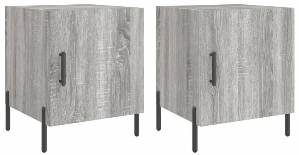 vidaXL Κομοδίνα 2 τεμ. Γκρι Sonoma 40 x 40 x 50 εκ. από Επεξεργ. Ξύλο