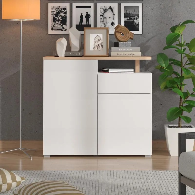 Μπουφές - Κομότα ATERNO 103 2K1F2V Λευκό - Artisan Oak 103x40x94εκ. 103x40x94 εκ.