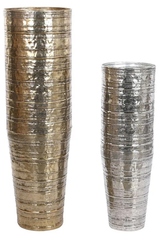Βάζο DKD Home Decor Χρυσό Ασημί Αλουμίνιο Σύγχρονη 31 x 31 x 106 cm