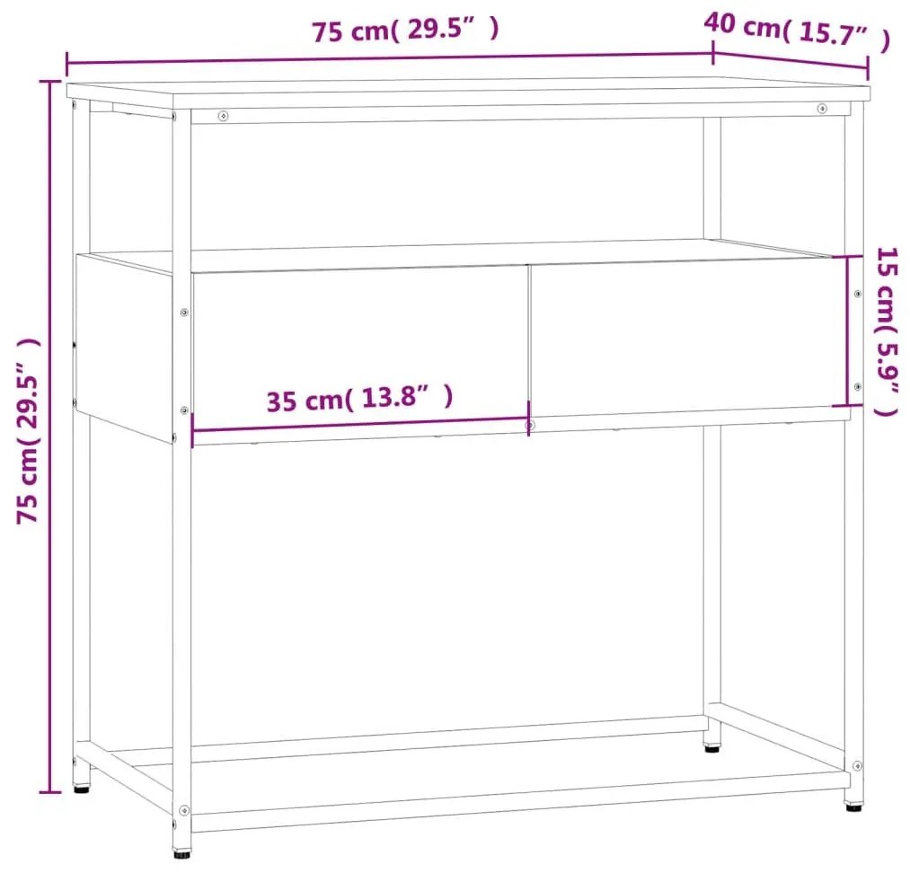 Τραπέζι Κονσόλα Καπνιστή Δρυς 75x40x75 εκ. Επεξεργ. Ξύλο - Καφέ