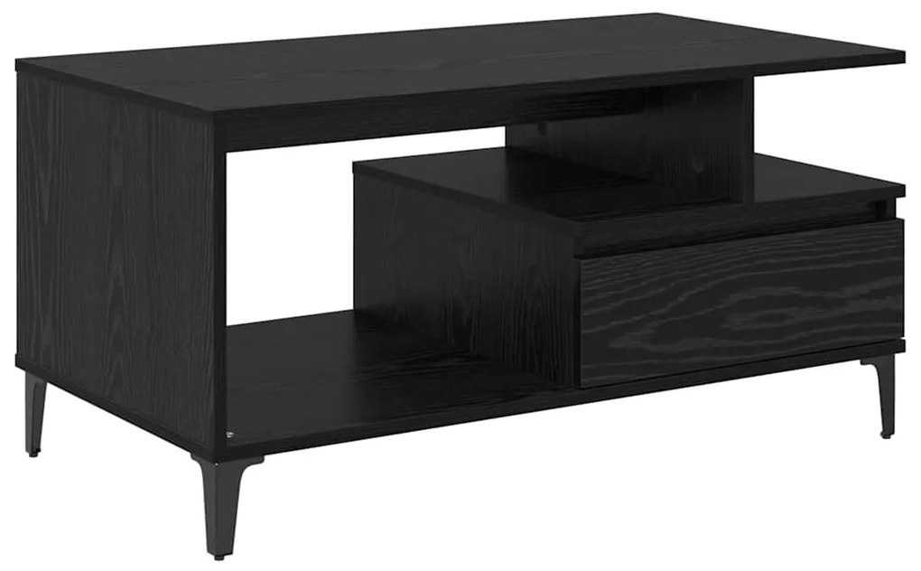 vidaXL Τραπεζάκι σαλονιού with Drawer Μαύρη δρυς 90 x 49 x 45 εκ