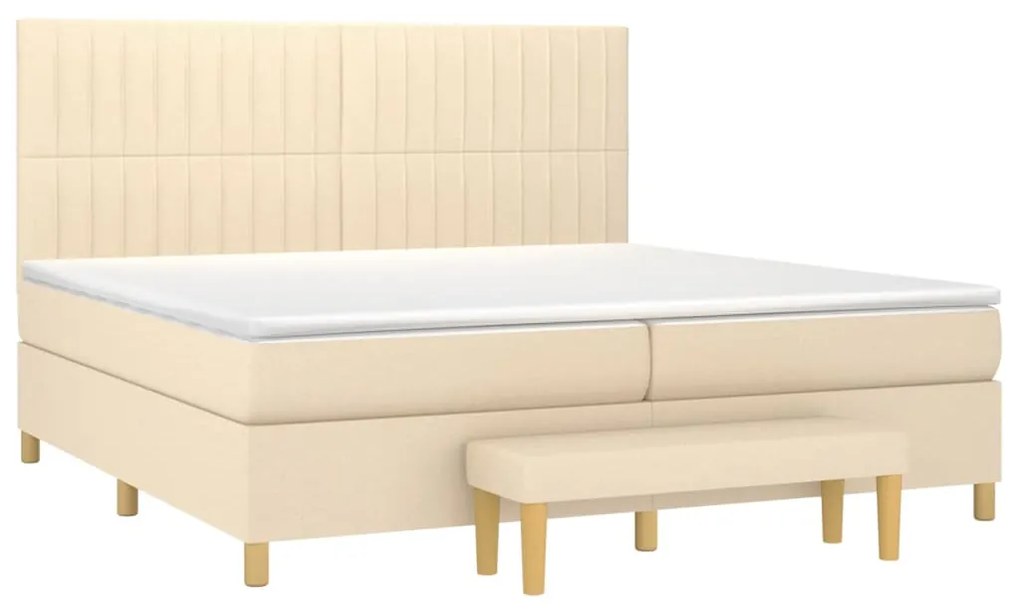 vidaXL Κρεβάτι Boxspring με Στρώμα Κρεμ 200x200 εκ. Υφασμάτινο