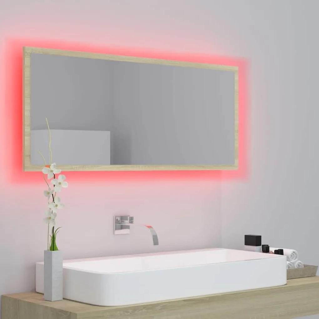 Καθρέφτης Μπάνιου με LED Sonoma Δρυς 100x8,5x37 εκ. Ακρυλικός - Καφέ