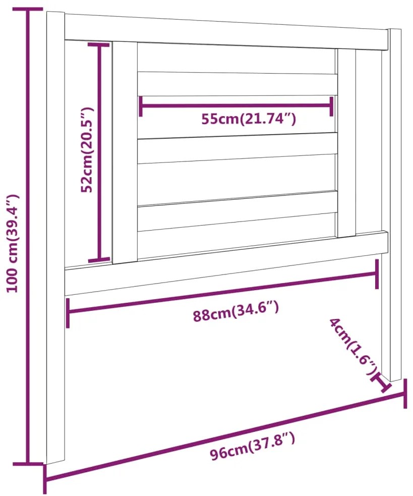 vidaXL Κεφαλάρι Κρεβατιού Λευκό 96 x 4 x 100 εκ. από Μασίφ Ξύλο Πεύκου