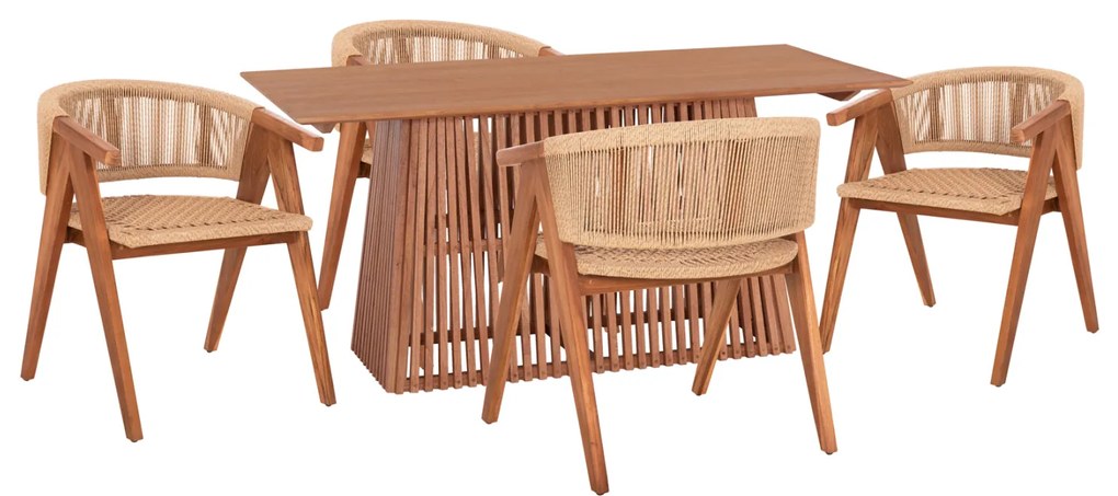 ΣΕΤ ΤΡΑΠΕΖΑΡΙΑΣ 5ΤΜΧ BRANN HM21078.03 ΟΡΘΟΓΩΝΙΟ ΤΡΑΠΕΖΙ &amp; 4 ΚΑΡΕΚΛΕΣ