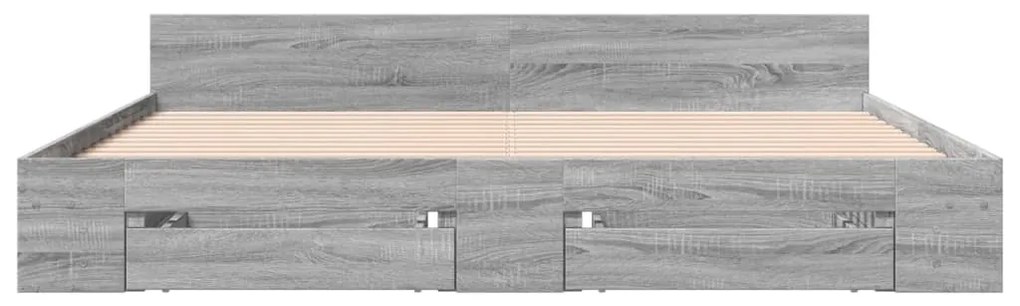 vidaXL Πλαίσιο Κρεβατιού με συρτάρια Γκρι sonoma 200x200εκ. Επεξ. Ξύλο