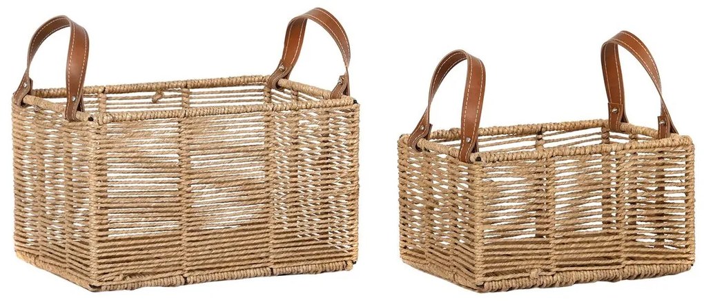 Σετ Καλαθιών DKD Home Decor Καφέ Φυσικό Μέταλλο Σχοινί Boho 36 x 27 x 20 cm 36 x 27 x 33 cm