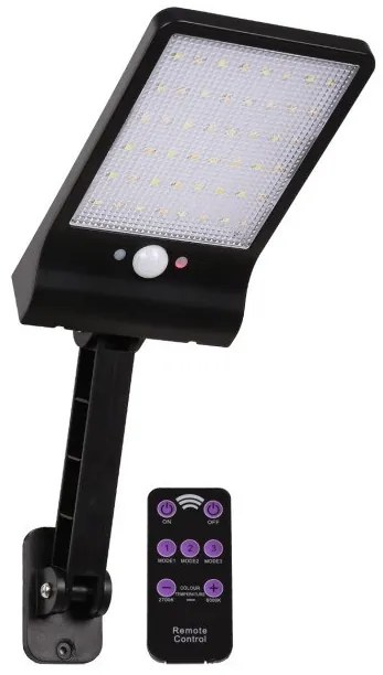 Αυτόνομο Ηλιακό Φωτιστικό Τοίχου LED 4.5W IP56 ABS Μαύρο 71465 Globostar-71465-Μαύρο 71465