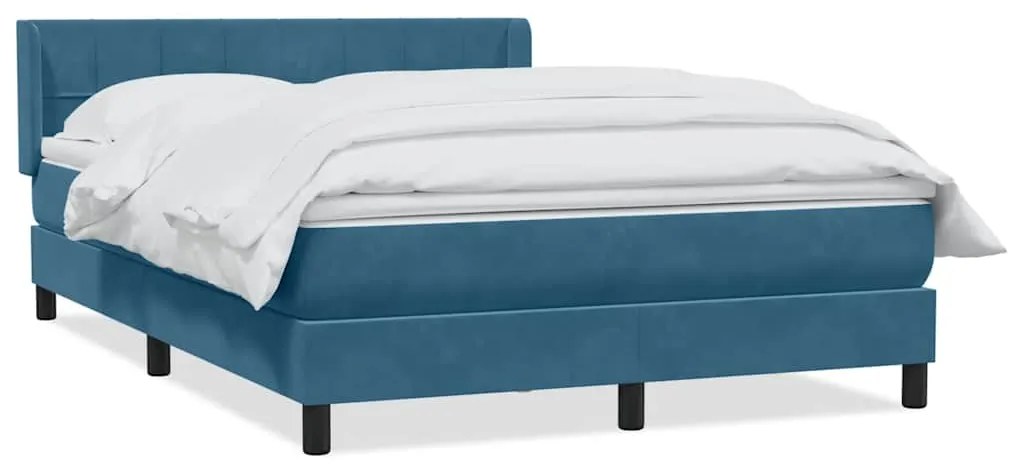 vidaXL Κρεβάτι Boxspring με Στρώμα Σκούρο Μπλε 140x210 εκ. Βελούδινο