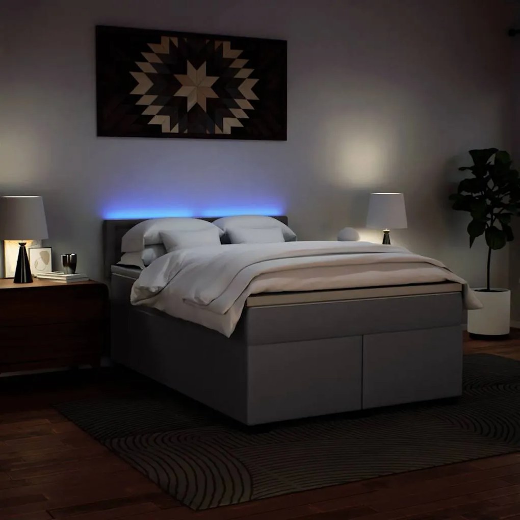 vidaXL Κρεβάτι Boxspring με Στρώμα Γκρι 140x190εκ. από Συνθετικό Δέρμα