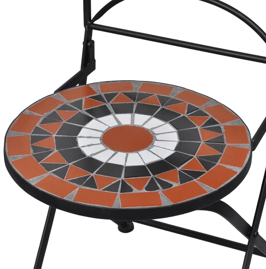 vidaXL Σετ Επίπλων Bistro 3 Τεμαχίων Τερακότα/Λευκό Κεραμικά Πλακίδια