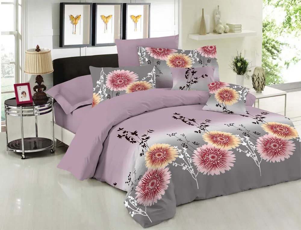 Σεντόνια Υπέρδιπλα 240x270 Σετ 4 Τεμ. Le Blanc Premium Chrysanthemum Lilac