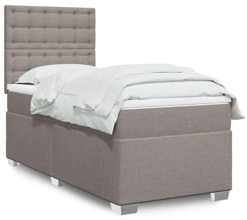 Κρεβάτι Boxspring με Στρώμα Taupe 80x200 εκ. Υφασμάτινο