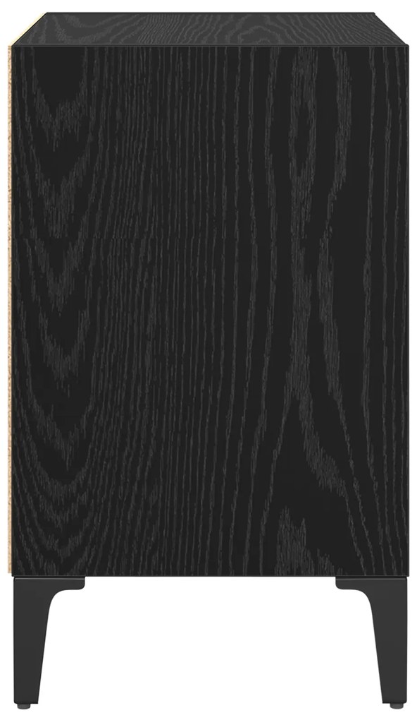 vidaXL κομοδίνο Μαύρος Δρυς 40x30x50 εκ. Μηχανικά επεξεργασμένο ξύλο