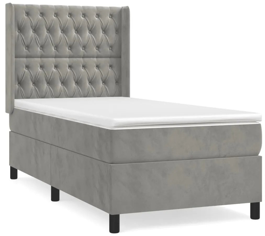 ΚΡΕΒΑΤΙ BOXSPRING ΜΕ ΣΤΡΩΜΑ ΑΝΟΙΧΤΟ ΓΚΡΙ 100X200 ΕΚ. ΒΕΛΟΥΔΙΝΟ 3132843