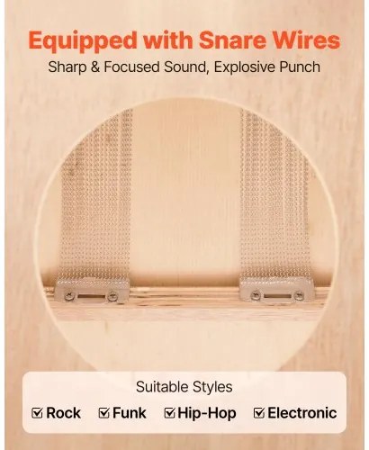VEVOR Cajon Box Drum Wooden Birchwood Percussion Instrument with Snare Wires