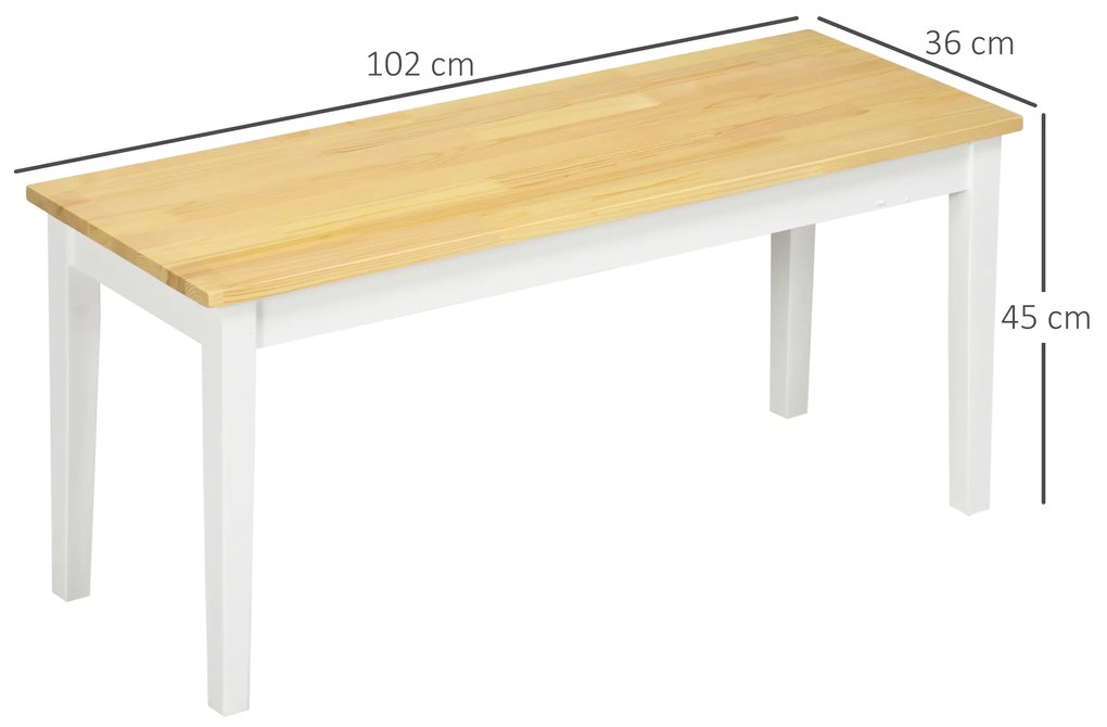 Πάγκος ξύλινος πάγκος 2θέσιος, μασίφ ξύλο, βερνικωμένο, Φυσικό+ Λευκό