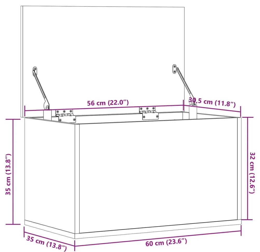 Κουτί Αποθήκευσης Μαύρο 60x35x35 εκ. Επεξεργασμένο Ξύλο - Μαύρο