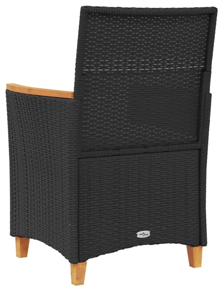 vidaXL Καρέκλες Κήπου 2 τεμ. Μαύρες Συνθ. Ρατάν/Μασίφ Ξύλο+Μαξιλάρια