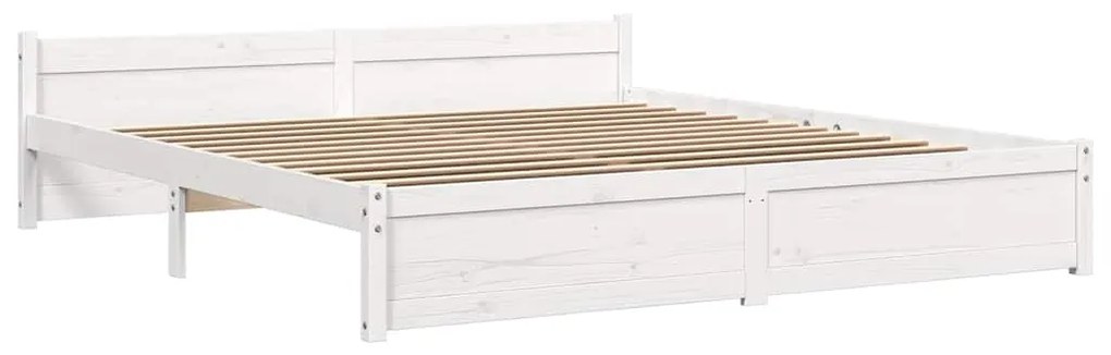 vidaXL Πλαίσιο Κρεβατιού Λευκό 180 x 200 εκ. Μασίφ Ξύλο Super King