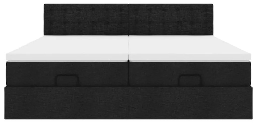 vidaXL Οθωμανικό Κρεβάτι με Στρώματα Μαύρο 200x200cm Ύφασμα