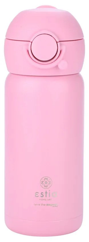 Θερμός Παιδικό Ανοξείδωτο Με Καλαμάκι Candy Pink 350ml-7x7x18εκ. Estia 01-23515
