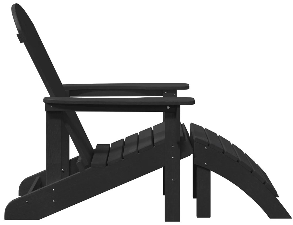 vidaXL Καρέκλες Adirondack με Πόδια 2 τεμ Μαύρο HDPE