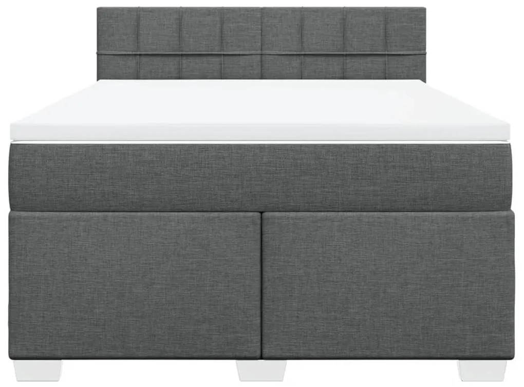 Κρεβάτι Boxspring με Στρώμα Σκούρο Γκρι 140x200 εκ Υφασμάτινο - Γκρι