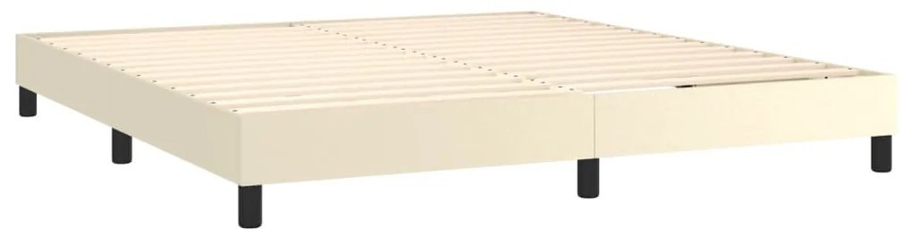 vidaXL Κρεβάτι Boxspring με Στρώμα & LED Κρεμ 160x200 εκ. Συνθ. Δέρμα