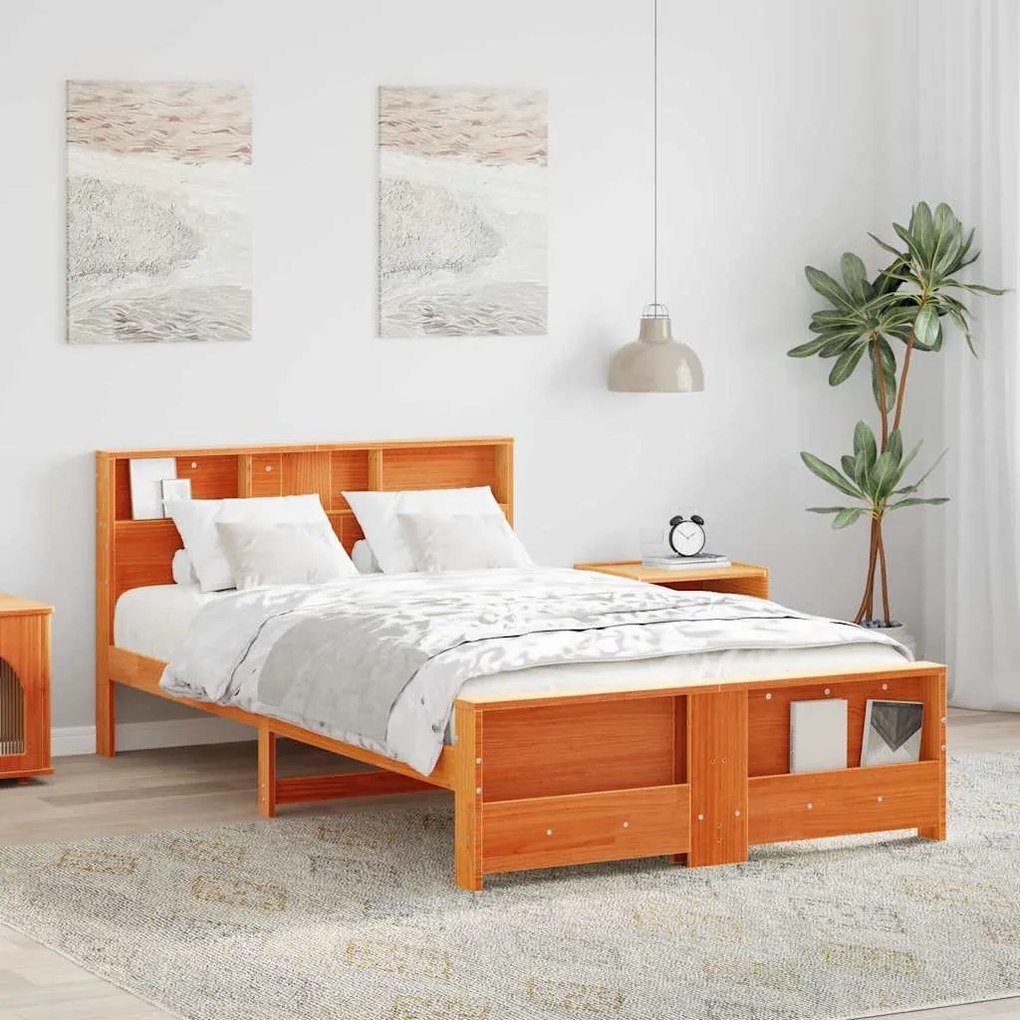 vidaXL Σκελετός Κρεβατιού Καφέ κεριού 140 x 190 cm Μασίφ ξύλο πεύκου