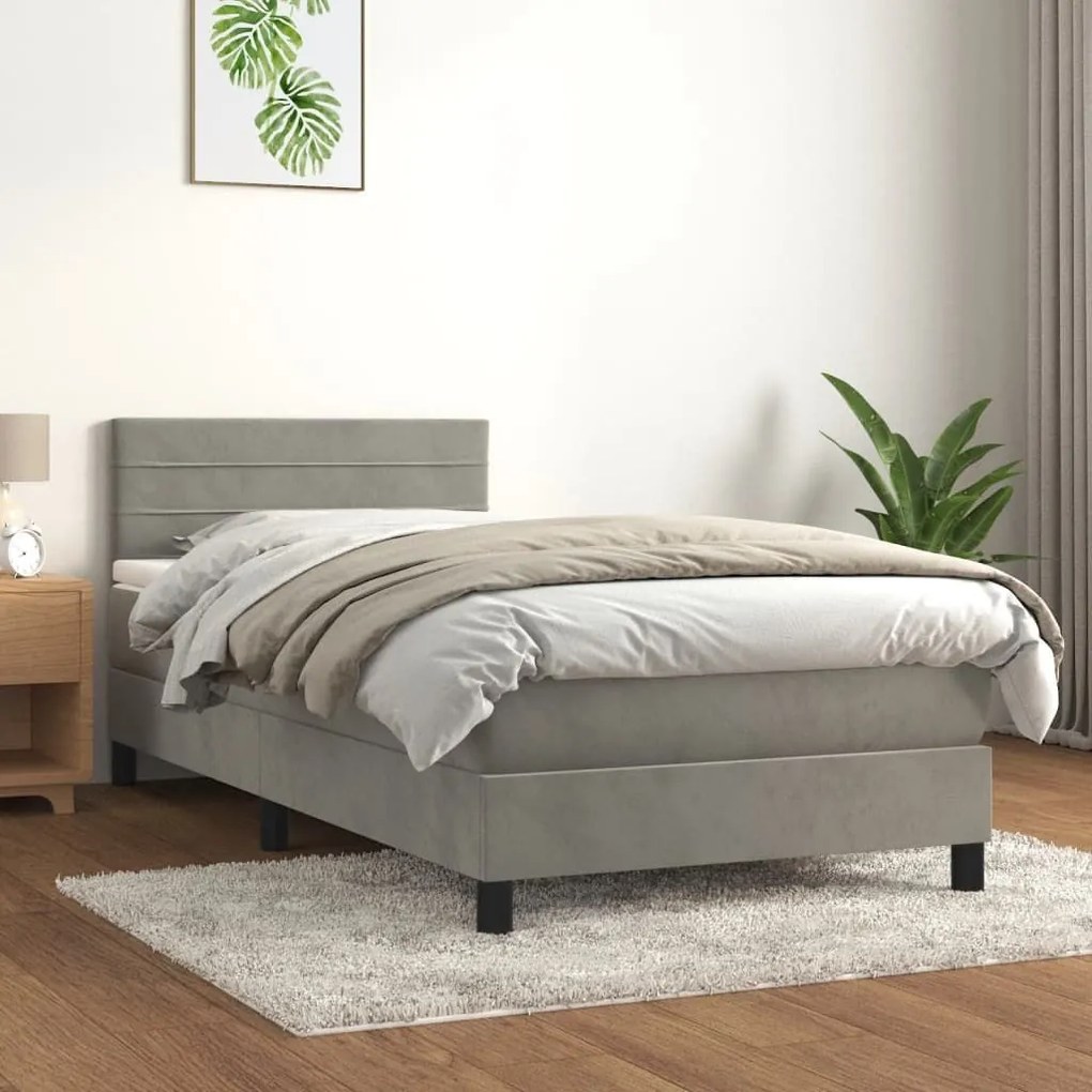 ΚΡΕΒΑΤΙ BOXSPRING ΜΕ ΣΤΡΩΜΑ ΑΝΟΙΧΤΟ ΓΚΡΙ 80X200 ΕΚ. ΒΕΛΟΥΔΙΝΟ 3141329