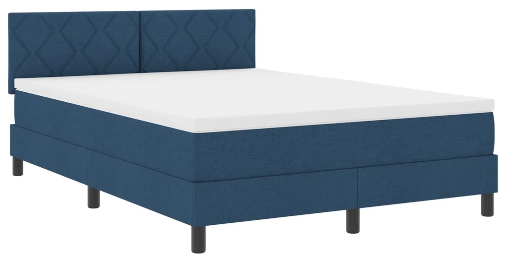 vidaXL Box Spring Κρεβάτι με Στρώμα Μπλε 140x190 εκ. Ύφασμα