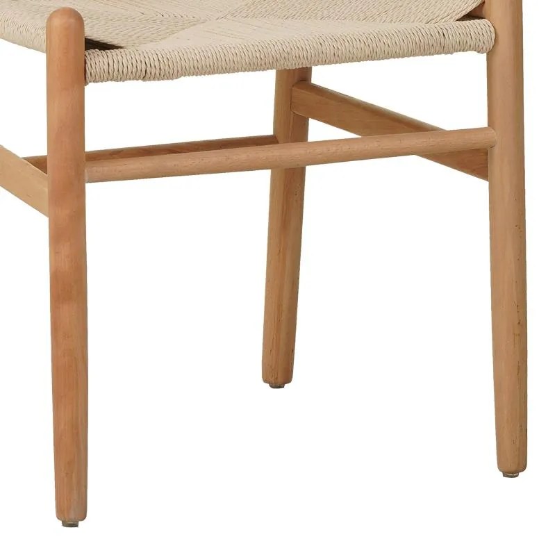 Καρέκλα Wishbone rubberwood-σχοινί σε φυσική απόχρωση 50x51x80εκ 53.5x57x74 εκ.