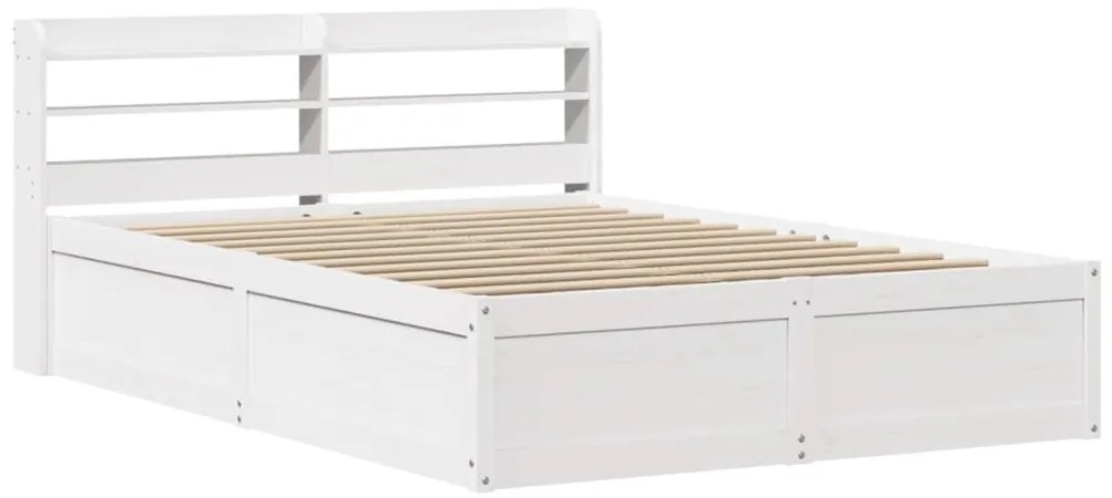 vidaXL Πλαίσιο Κρεβατιού με Κεφαλάρι Λευκό 120x190 εκ. Μασίφ Πεύκου