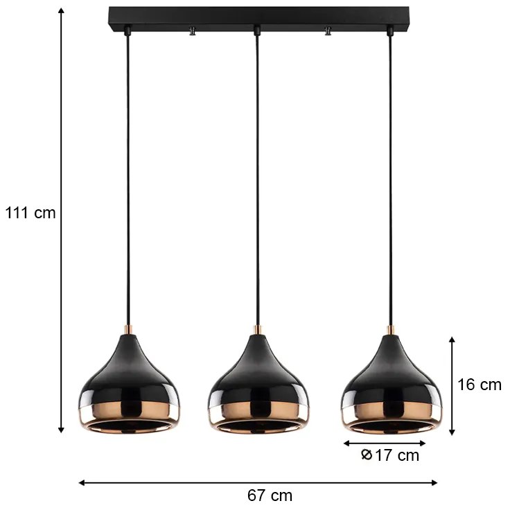 Φωτιστικό οροφής Precious Megapap E27 μεταλλικό τρίφωτο χρώμα μαύρο - bronze 67x17x111εκ. - GP052-0052,1