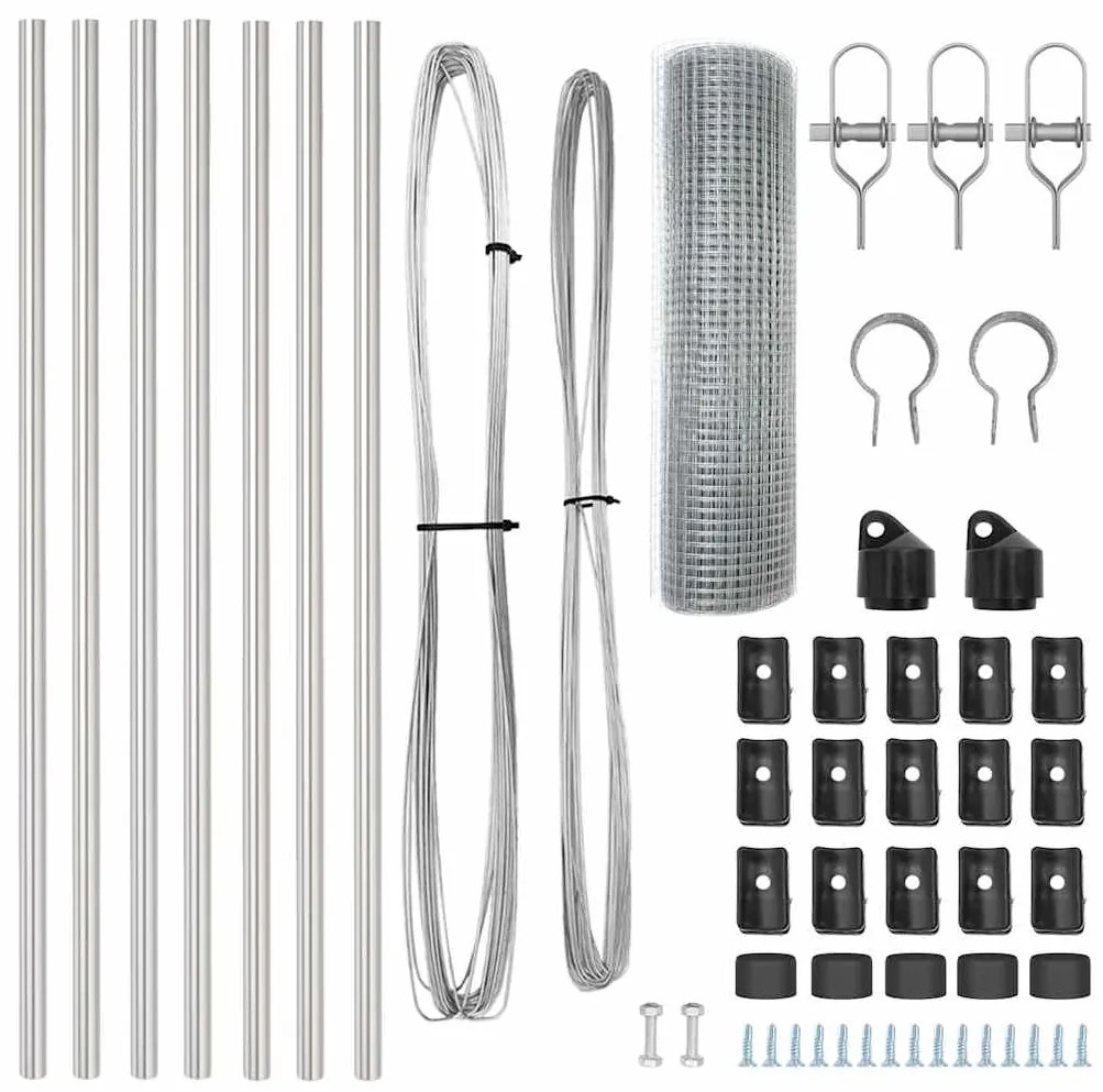 vidaXL Στύλος Περιφράξεων Ασημί 10 x 0,4 μ (12 x 12 mm πλέγμα) Ατσάλι