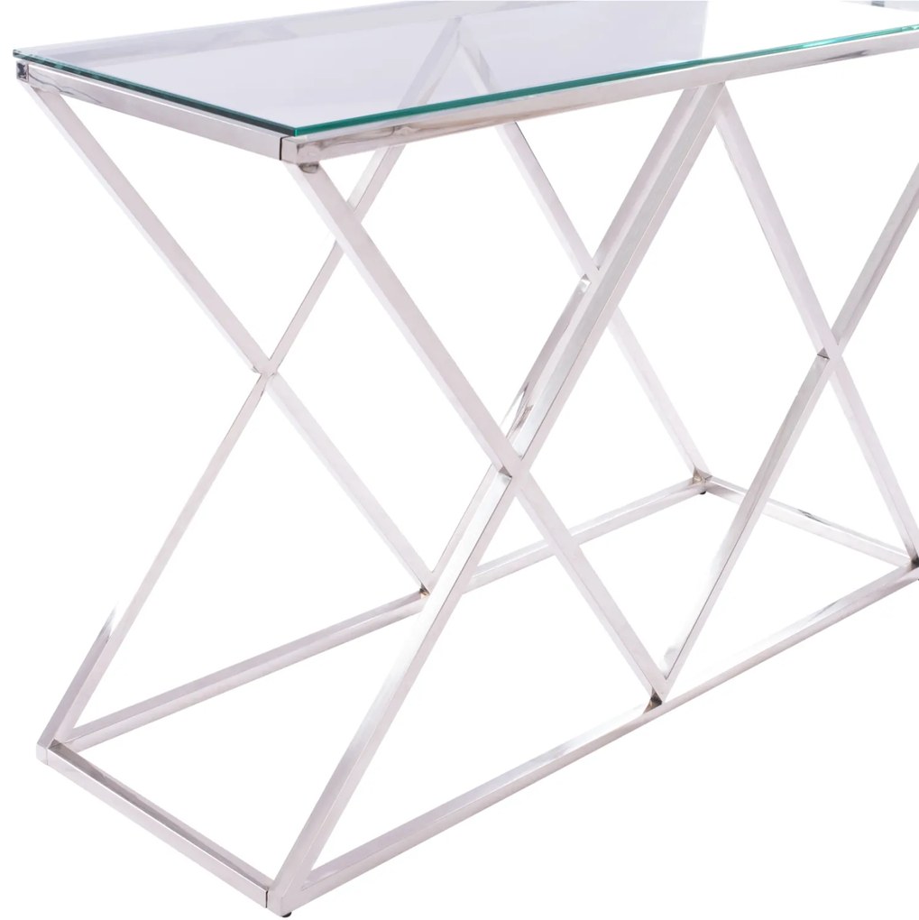 Κονσόλα Holland Με Γυαλί Και Βάση Χρωμίου 120x40x78 Ek.