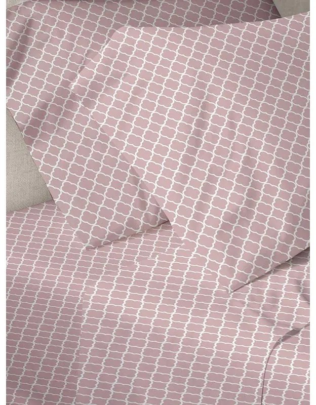 Σετ Σεντόνια Menta Εμπριμέ 530 Pink Διπλό (200x250)
