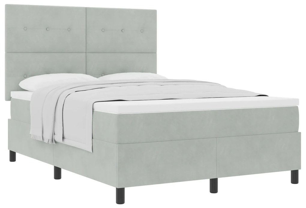 vidaXL Κρεβάτι με Στρώμα Light Grey 160x200 cm Βελούδο