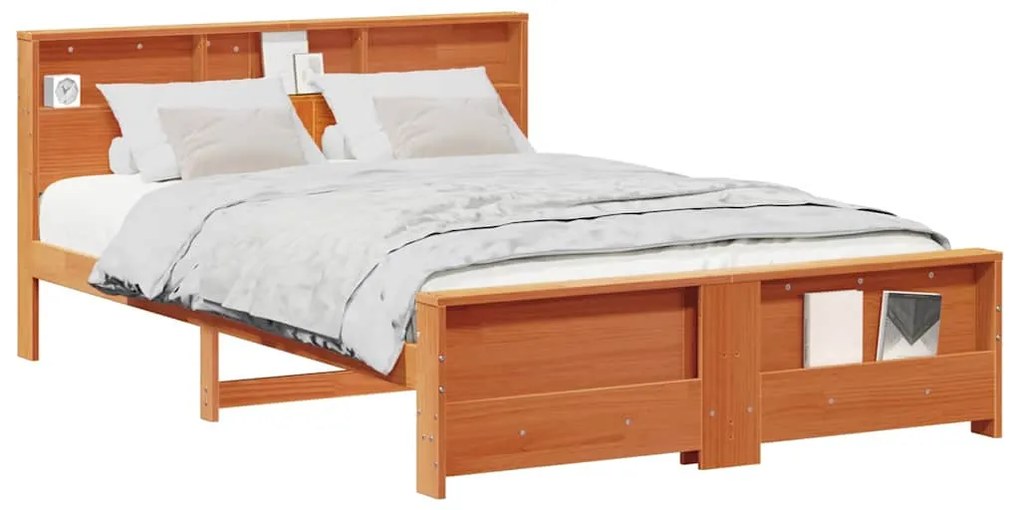 vidaXL Σκελετός Κρεβατιού Καφέ κεριού 150 x 200 cm Μασίφ ξύλο πεύκου
