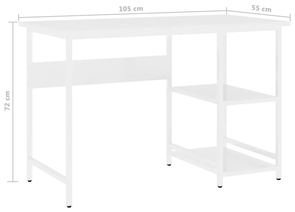 Γραφείο Υπολογιστή Λευκό 105 x 55 x 72 εκ. από MDF και Μέταλλο - Λευκό