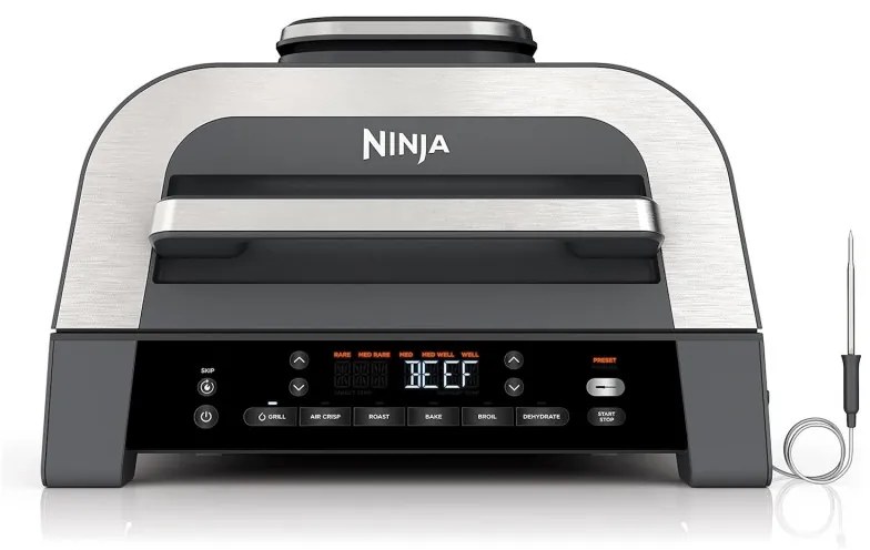 Ηλεκτρική σχάρα 6σε1 Ninja Foodi Smart DG551EU, 1760W, 6 λειτουργίες μαγειρέματος, φριτέζα 4L, κατσαρόλα μαγειρέματος 4L, σχάρα, 260C MAX, Inox/μαύρο