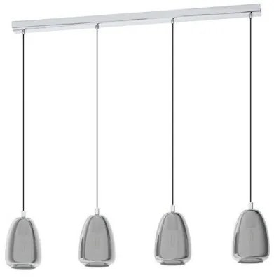 Κρεμαστό Φωτιστικό Οροφής Ράγα IP20 4xE27 40W ALOBRASE Χρώμιο-Μαύρο 98616 Eglo-98616-Μαύρο-Ασημί 98616