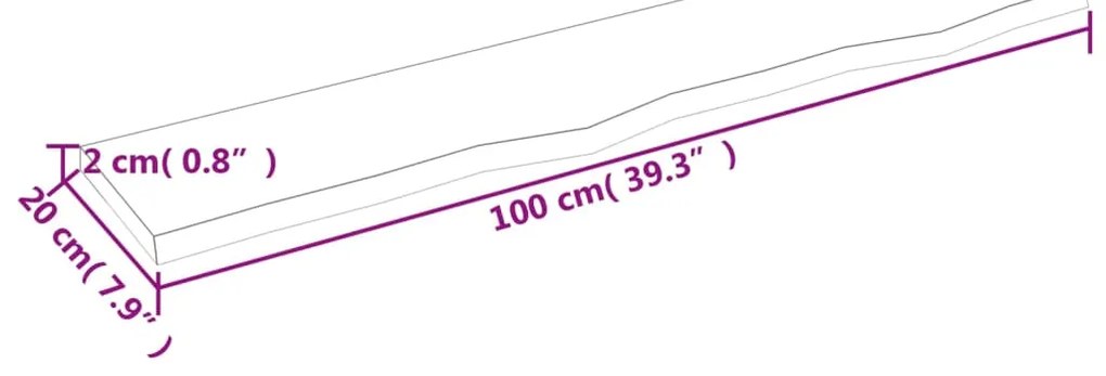 vidaXL Ράφι Τοίχου Ανοιχτό Καφέ 100x20x2 εκ. Επεξεργ. Μασίφ Ξύλο Δρυός