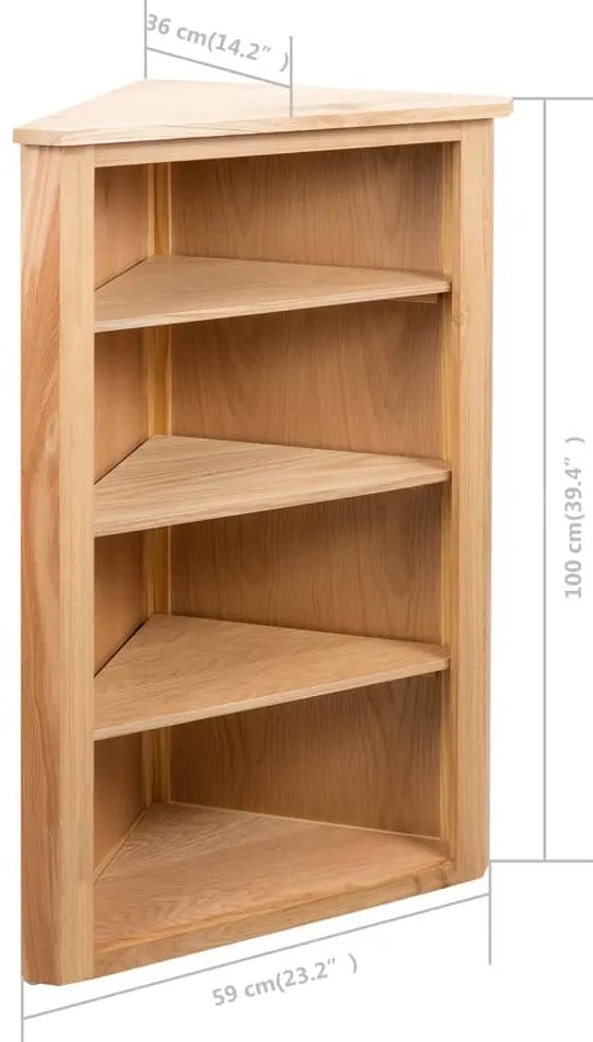 vidaXL Ραφιέρα Γωνιακή 59 x 36 x 100 εκ. από Μασίφ Ξύλο Δρυός