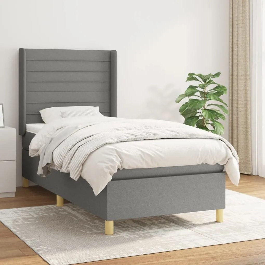 ΚΡΕΒΑΤΙ BOXSPRING ΜΕ ΣΤΡΩΜΑ ΣΚΟΥΡΟ ΓΚΡΙ 90X200 ΕΚ. ΥΦΑΣΜΑΤΙΝΟ 3132042