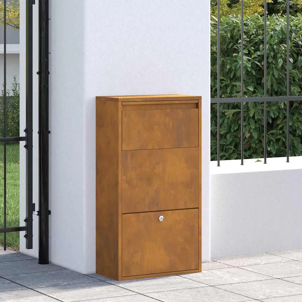 vidaXL Θυρίδα Πακέτων με αποθήκευση Καφέ 44 x 22 x 82 εκ. Ατσάλι