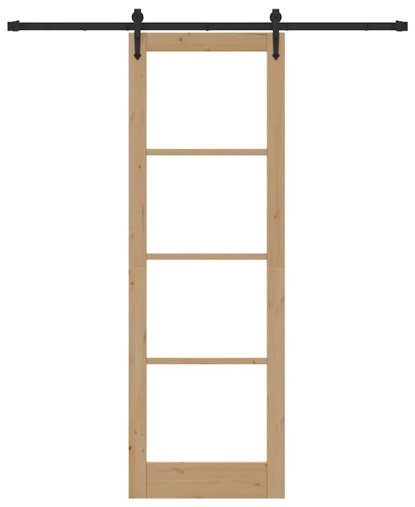 vidaXL Ολισθητή Πόρτα Χειροκίνητος Καφέ 78 x 232 cm Ξύλο και μέταλλο