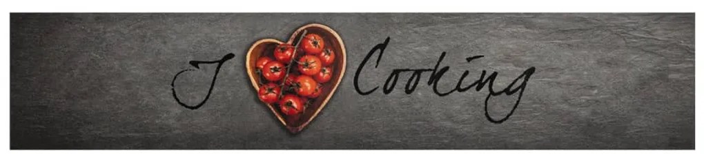 Χαλί Κουζίνας Πλενόμενο Επιγραφή Cooking 60x300 εκ. Βελούδο - Γκρι