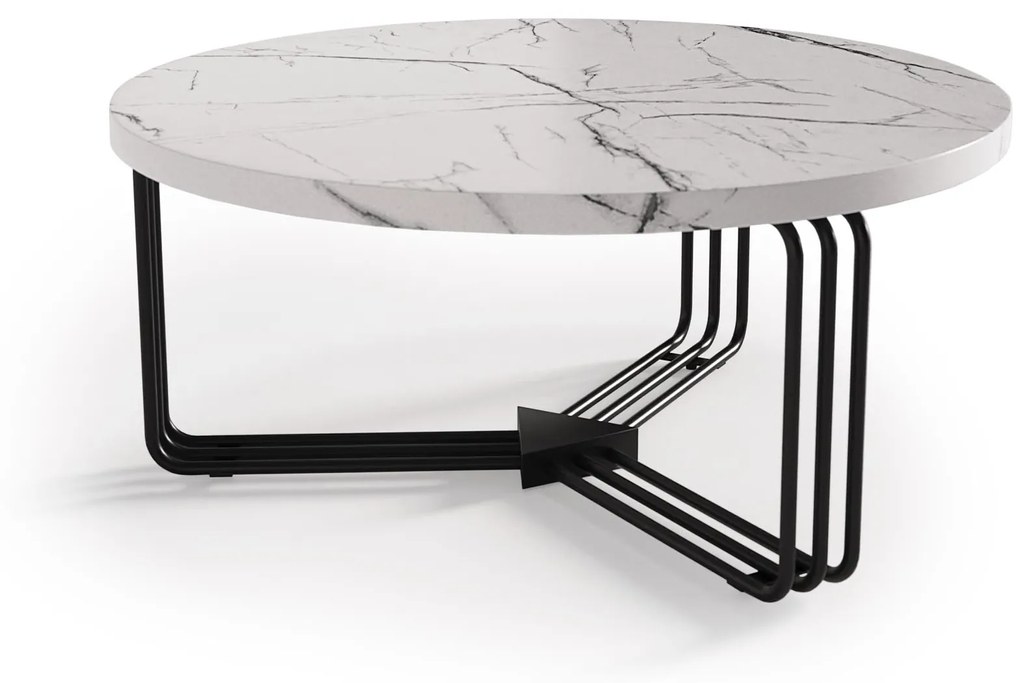 ANTICA coffee table top - white marble, frame - black (2box = 1pc) DIOMMI V-CH-ANTICA-LAW-BIAŁY